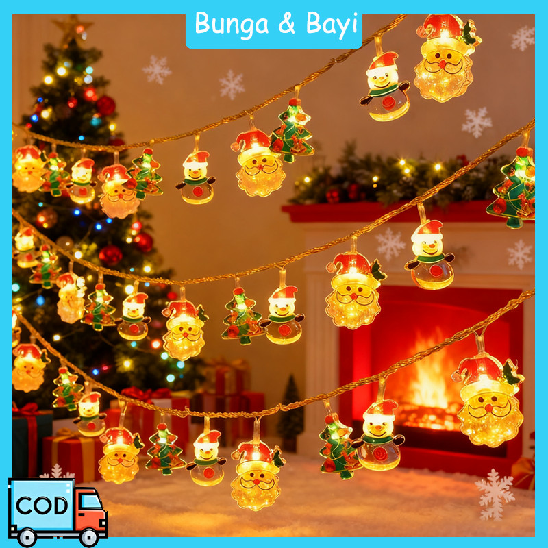 2m Lampu Tumblr LED Natal Lampu Dekorasi / Natal Motif Santa Snowman / Lampu String Natal / Lampu De