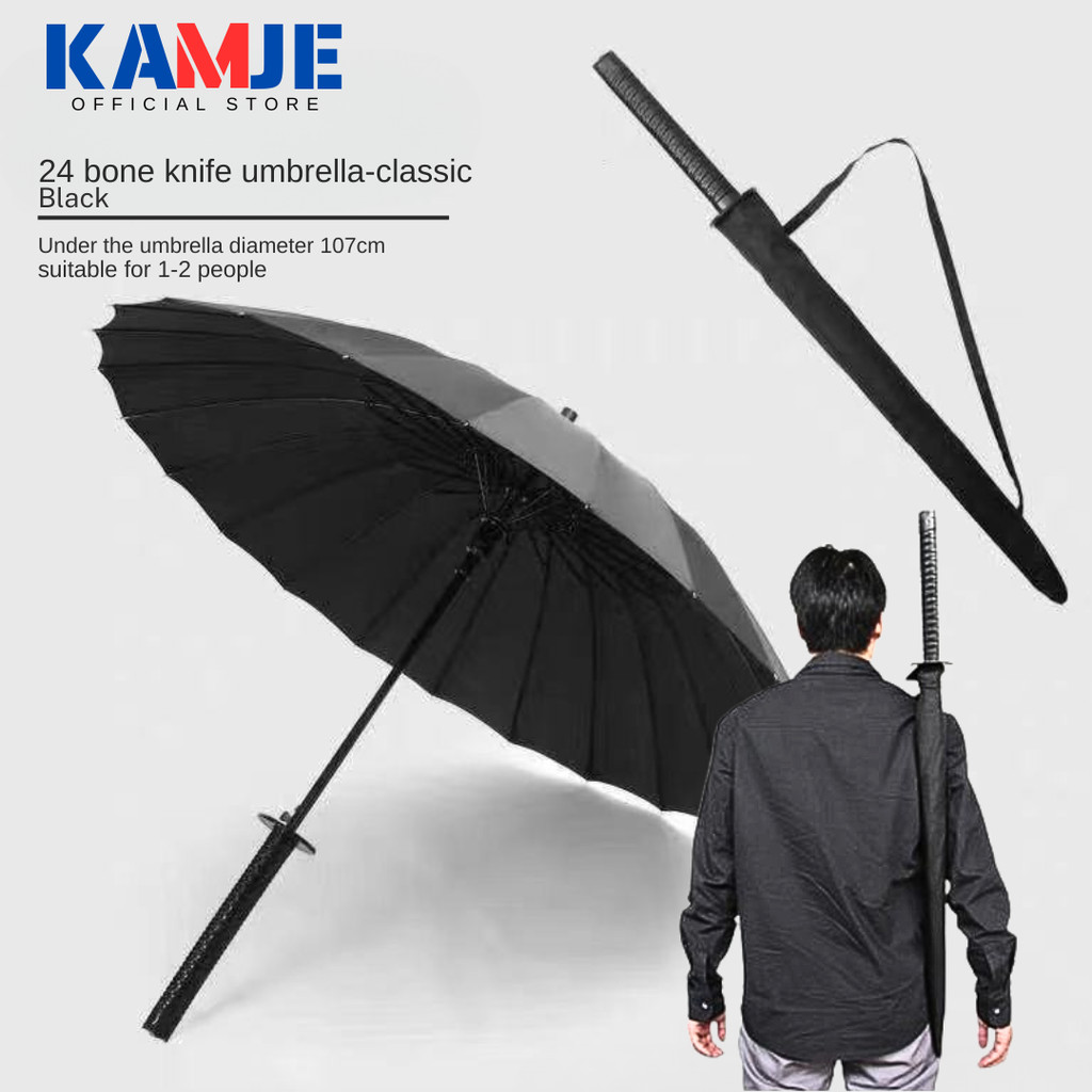 KAMJE Payung Katana Samurai Jepang 24 Tulang 105cm Gagang Pedang Unik Kuat Elegan KMJ7282