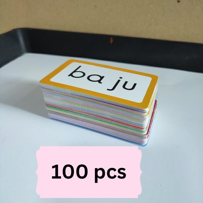 Flash Card Belajar Membaca 2 Suku Kata - Kartu Belajar Baca Tulis Anak