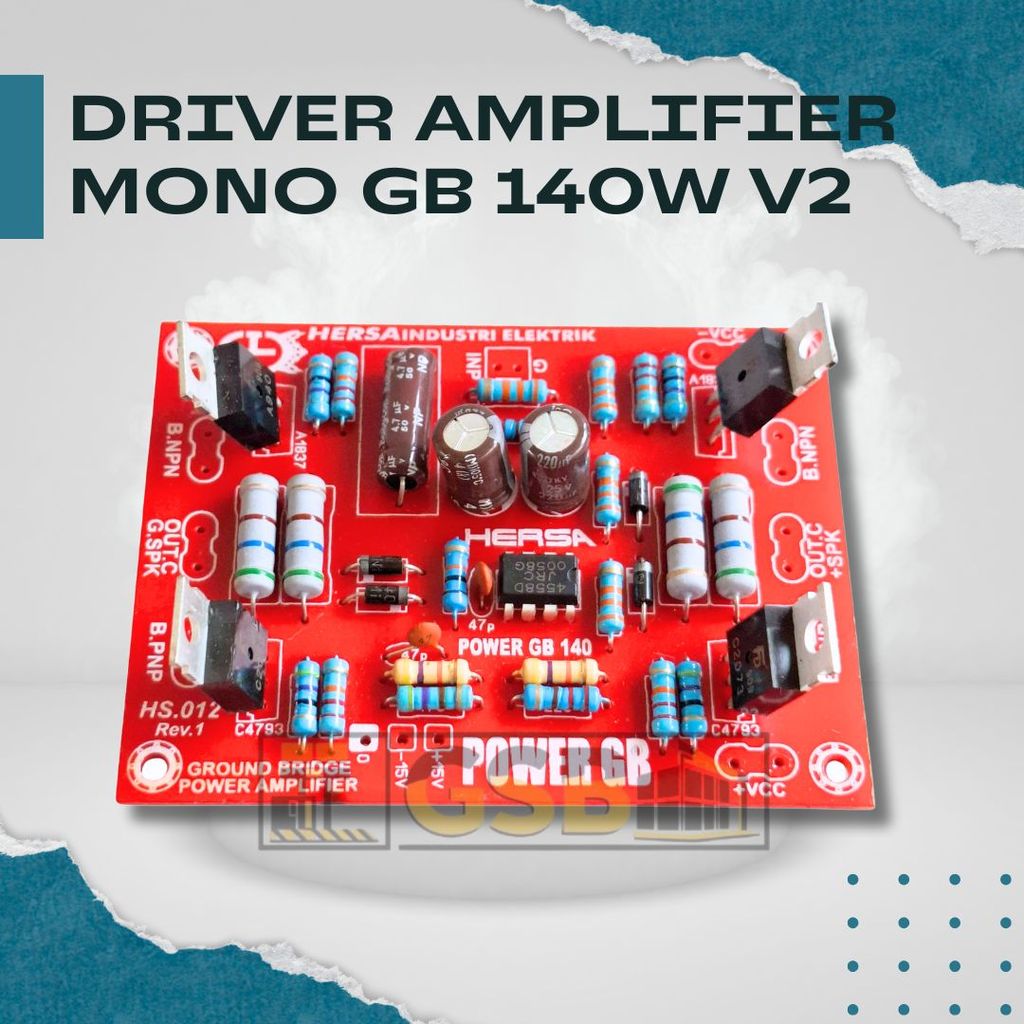 Driver Power Amplifier GB 140W V2 Mono PCB 8.5x6.3cm ±25–45V DC