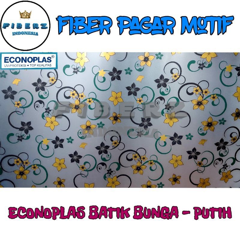 ECONOPLAS - Fiber Plastik Penutup Pagar Motif BUNGA BATIK Meteran