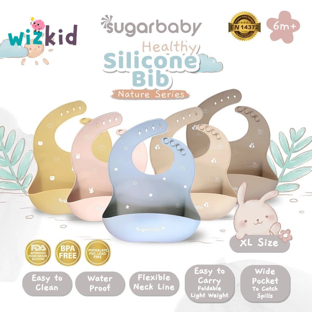 Sugar Baby Silicone Bib Premium Nature seris Celemek Bibs makan bayi mpasi Apron slaber silikon anak