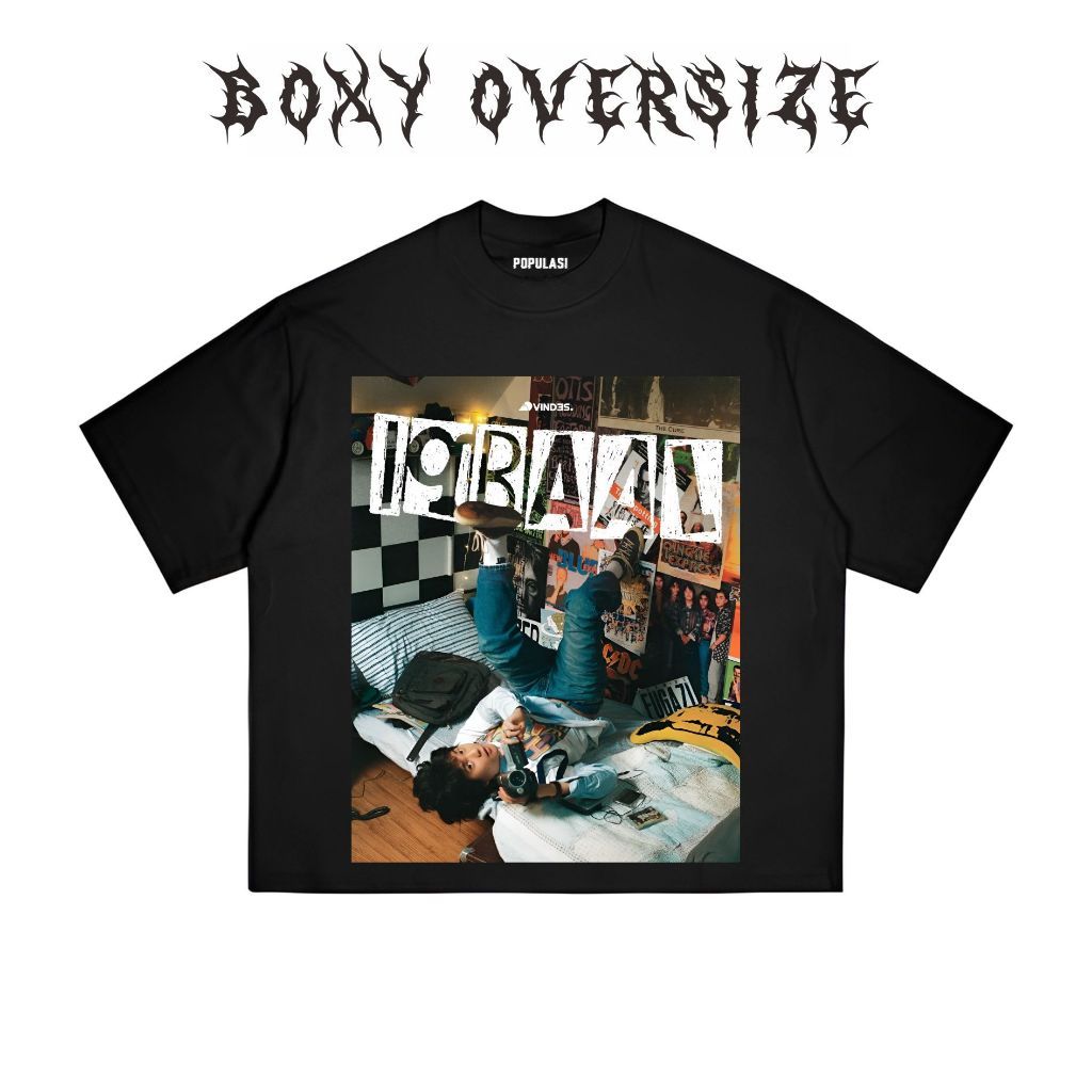 HOT Tshirt Boxy Oversize Iqbaal Kaos Hitam Pria Wanita