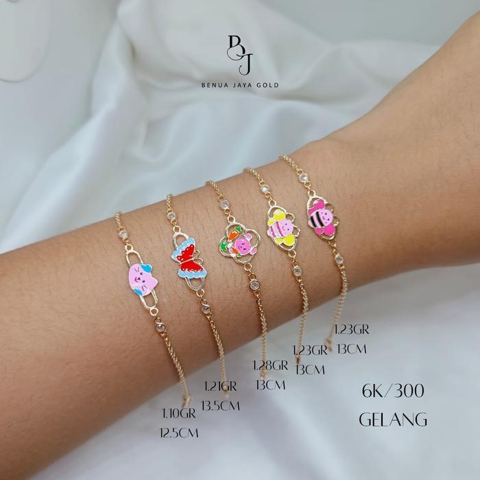 Gelang Anak Rantai Boneka Warna Emas 6K/300 - 1.10 Gram