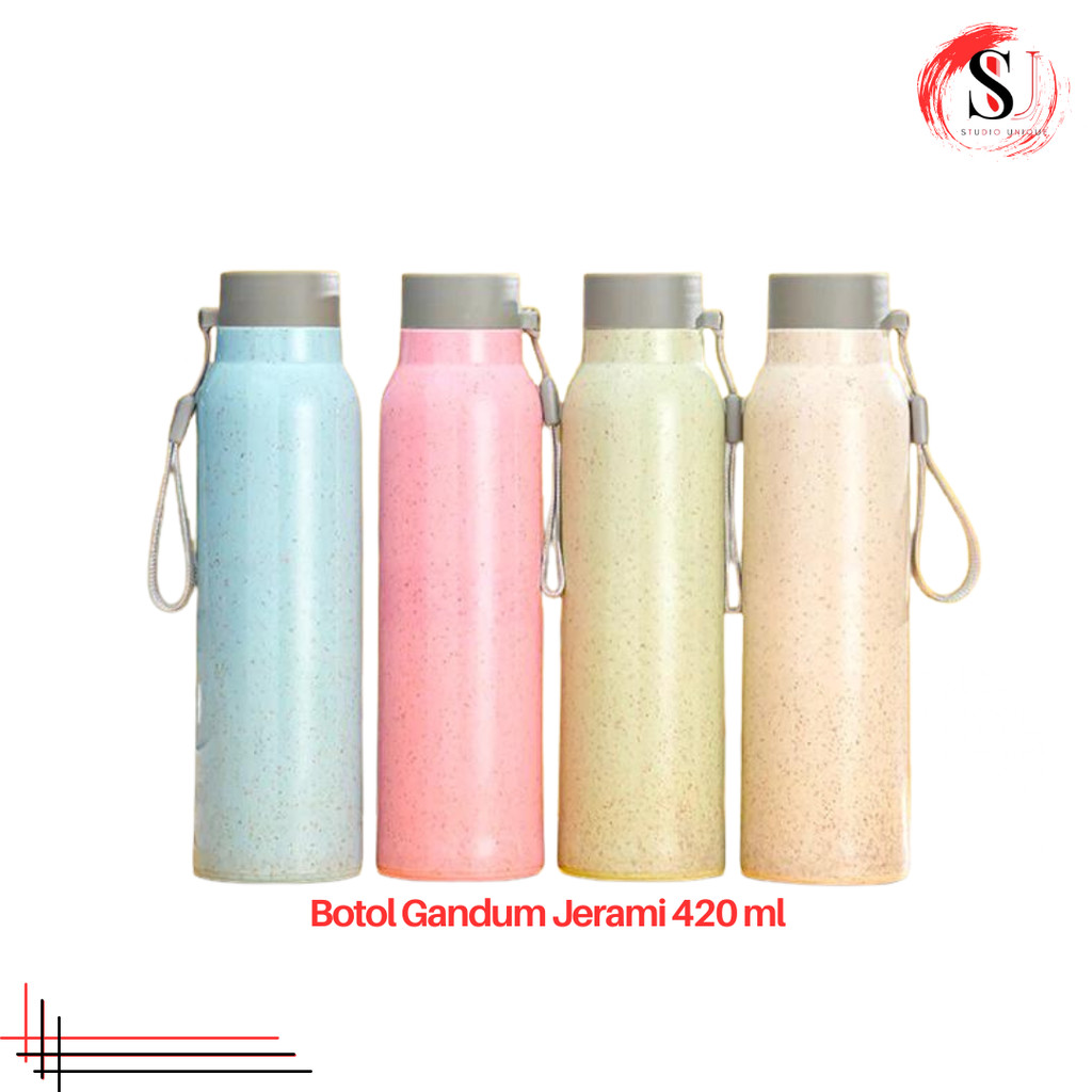 botol macaron + NON box bawaan botol bagus lucu tinggi dan talinya cocok untuk botol minum