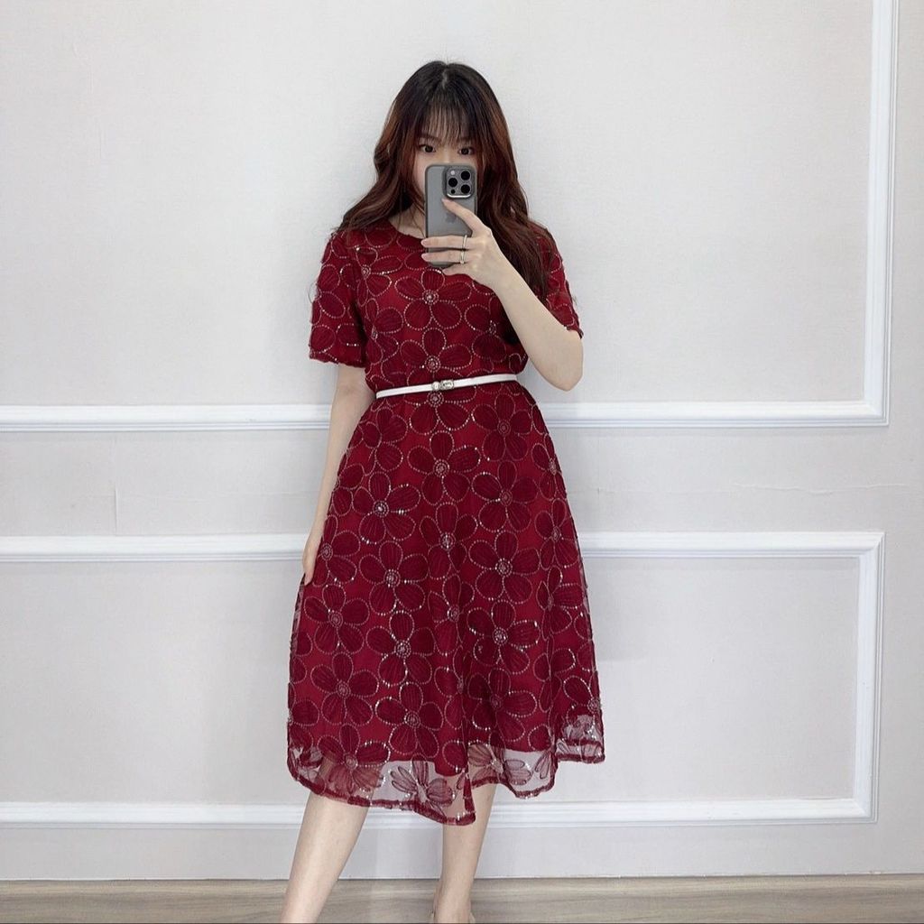 6005 - Livin Dress | Gaun Tile Lace Pakaian Kasual Wanita Dress Pesta Kondangan