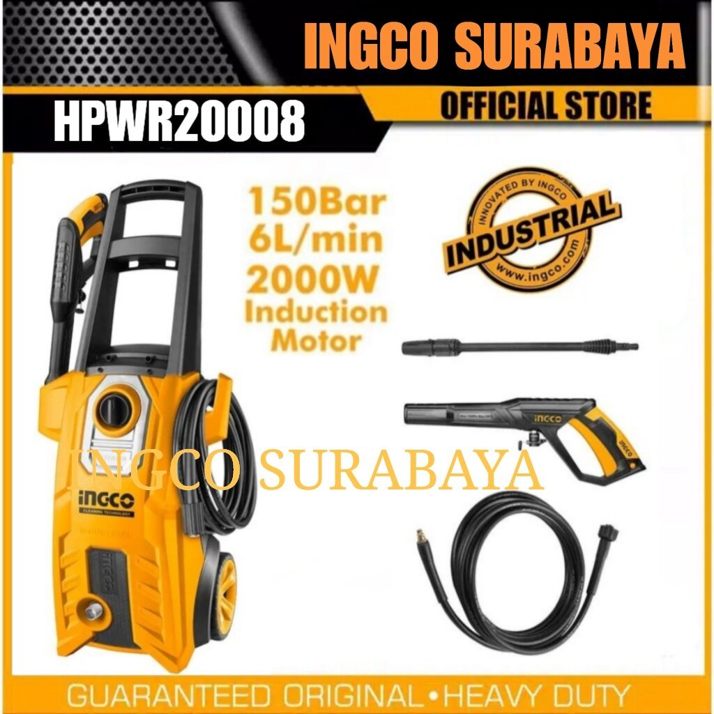 INGCO HPWR20008 JET CLEANER BRUSHLESS 150 BAR MESIN STEAM CUCI MOBIL MOTOR