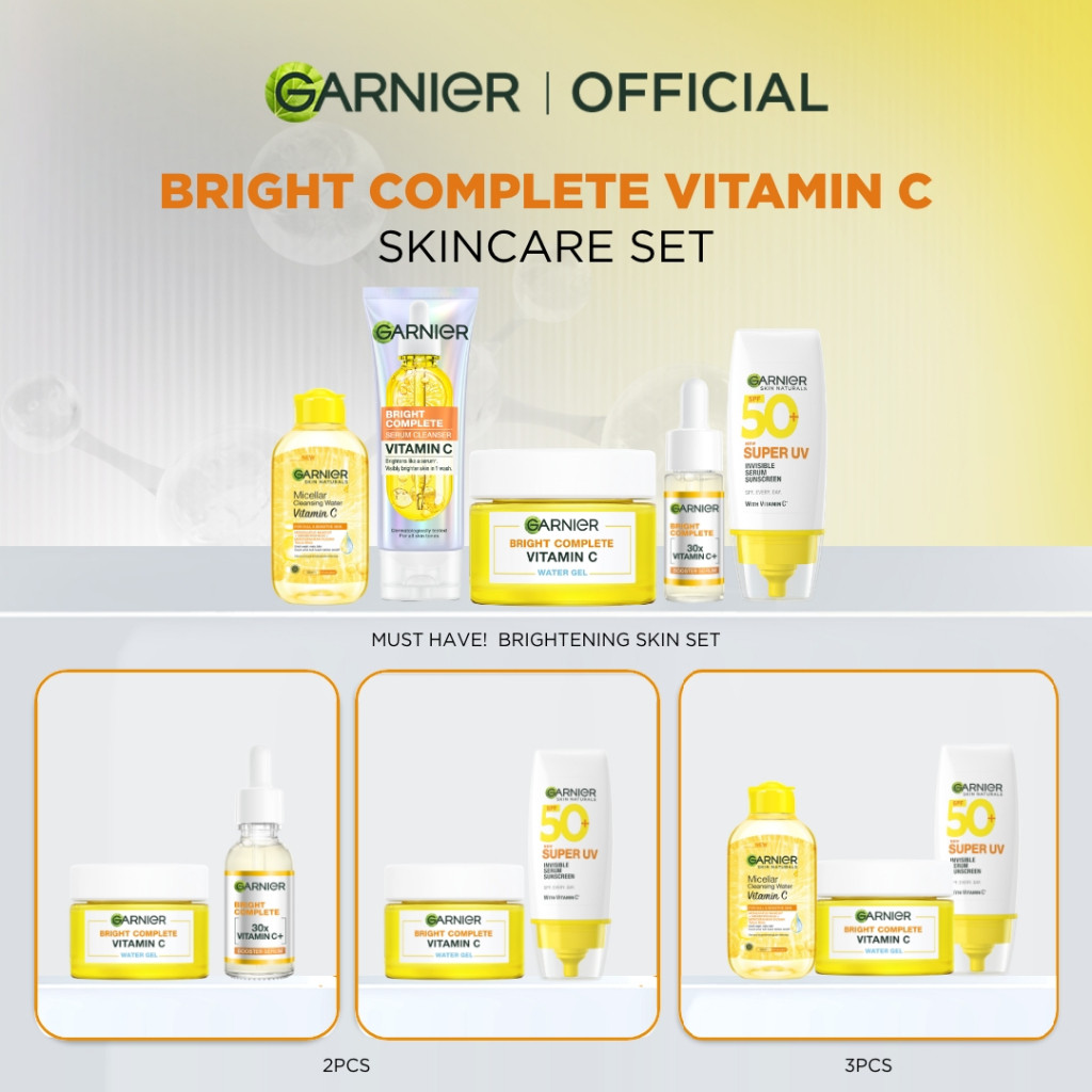 GARNIER Paket Skincare 1 Set Lengkap Vitamin C Brightening 2pcs 3pcs 5pcs| Day Cream Tone Up Mencera