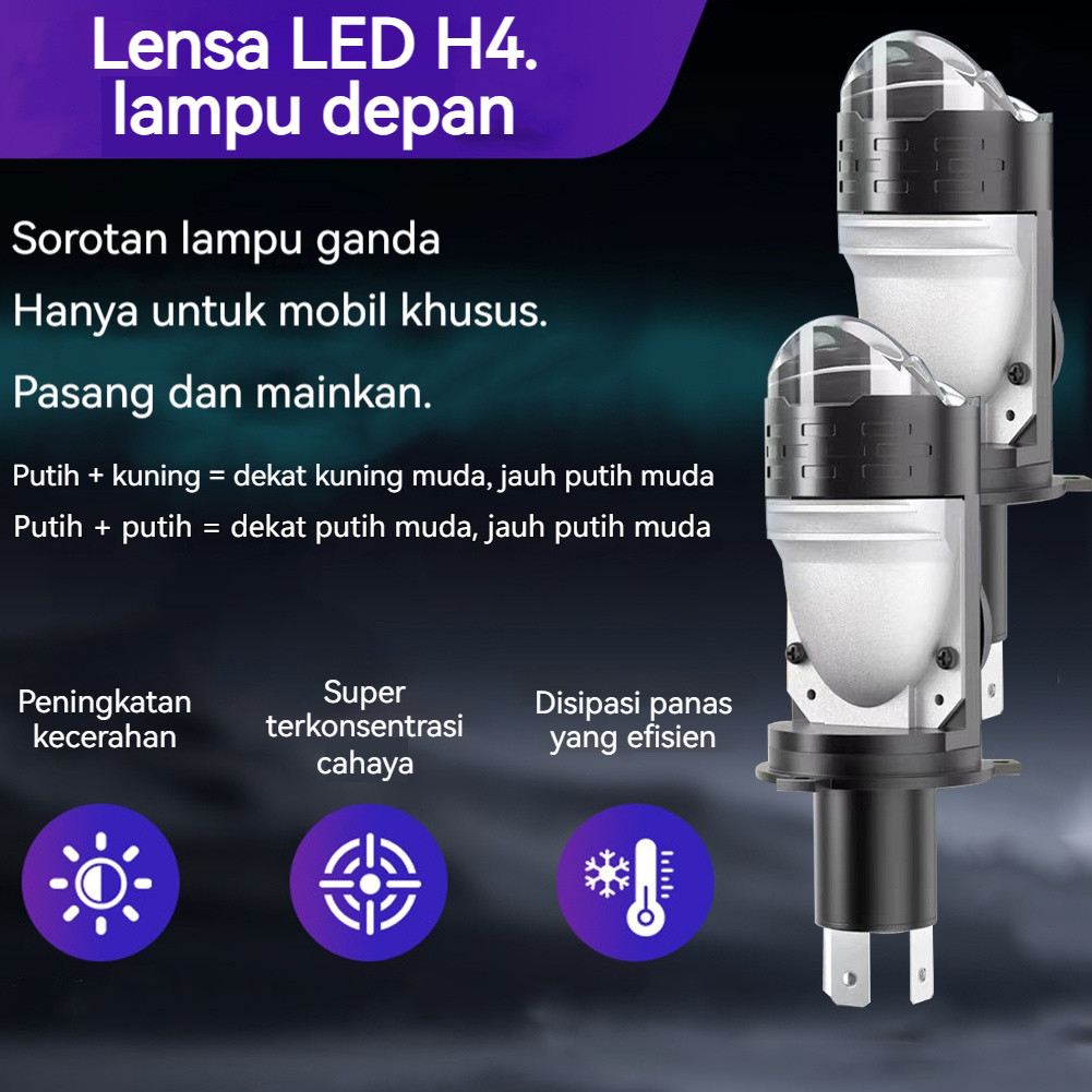 Lampu LED H4 Utama Proyektor AC DC Aluminium Dengan Kipas Pendingin