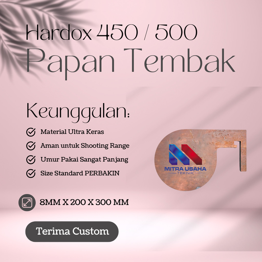 Papan Latihan Tembak Kecil Hardox 450/500 Wear Plate NM 450 – Target Shooting Plate Anti Penyok, Tah