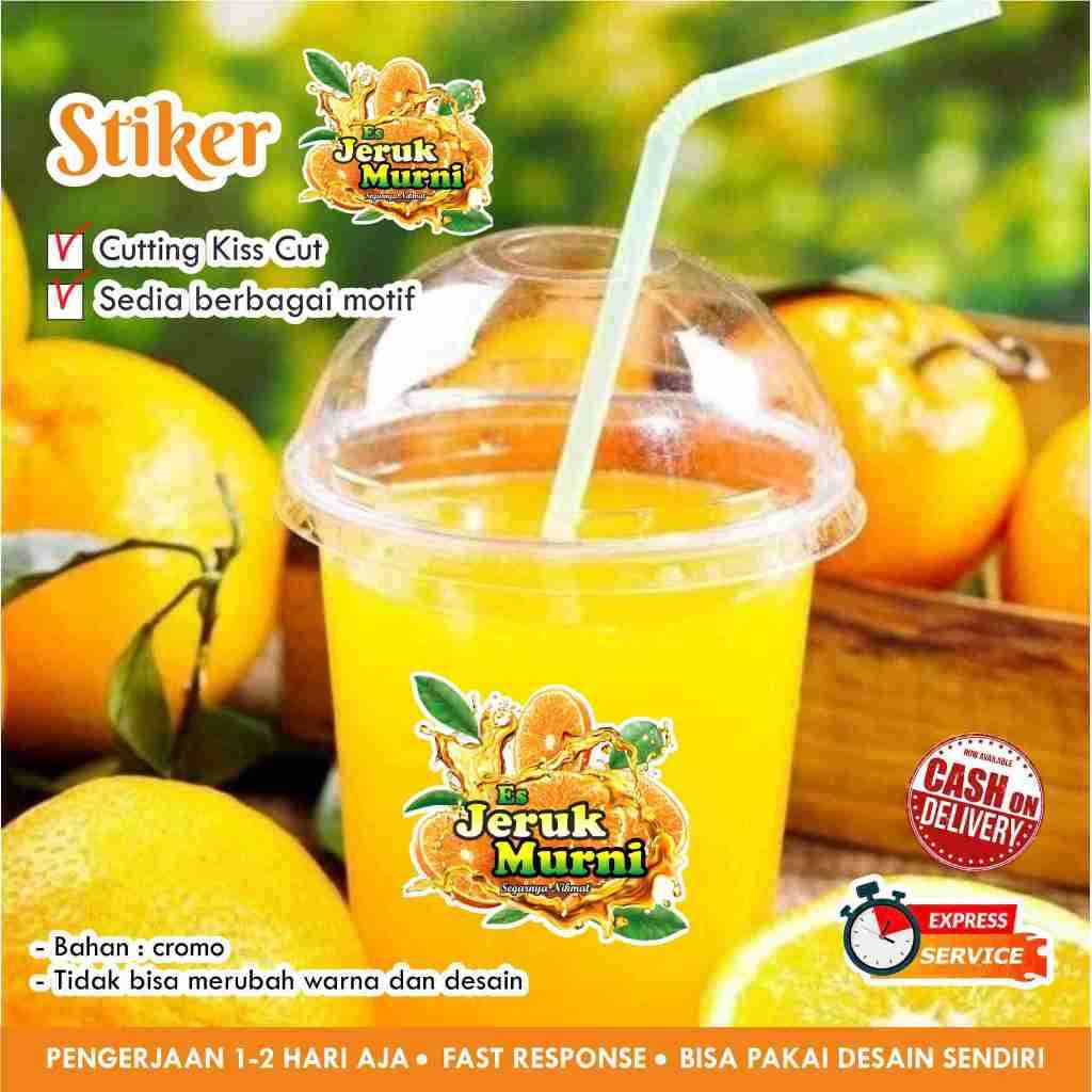 [104 pcs] Stiker ES JERUK MURNI Cromo / Stiker kemasan minuman / stiker cup / logo