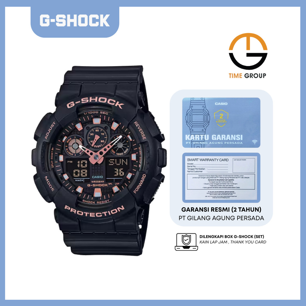 JAM TANGAN PRIA CASIO G-SHOCK GA100GBX-1A4 ANALOG DIGITAL BLACK RESIN STRAP