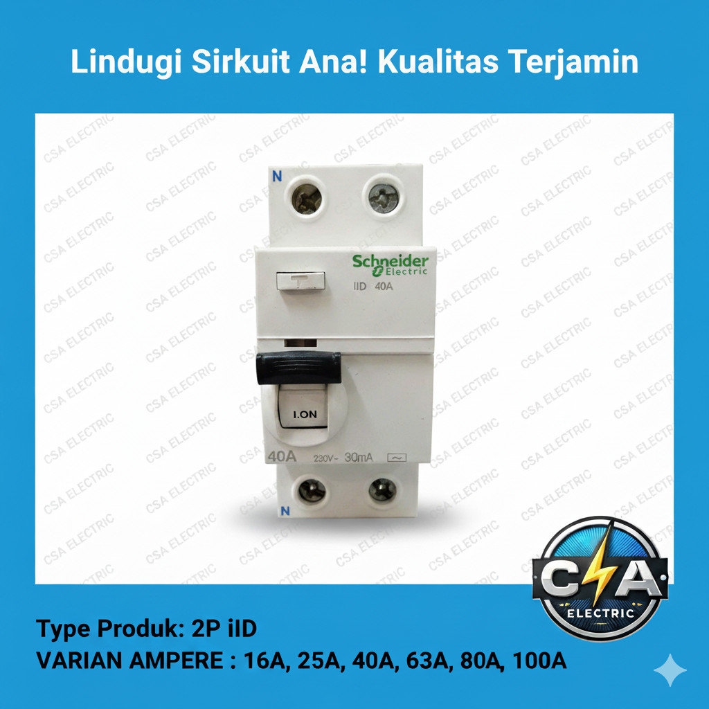 16AMPERE SCHNEIDER RCCB ELCB 2p 16A 10mA A9R10216