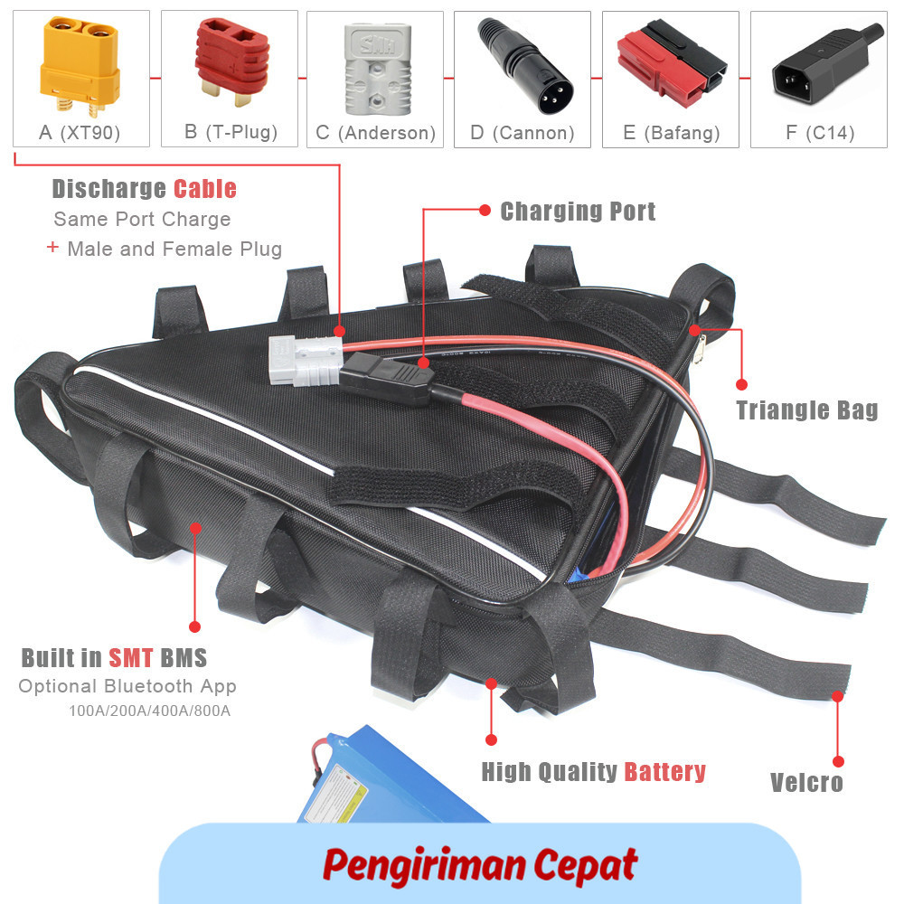 PCP 72V 1000W 2000W 3000W Triangle Bag Battery Pack 72V 30AH 40AH Lithium Battery For Electric bicyc