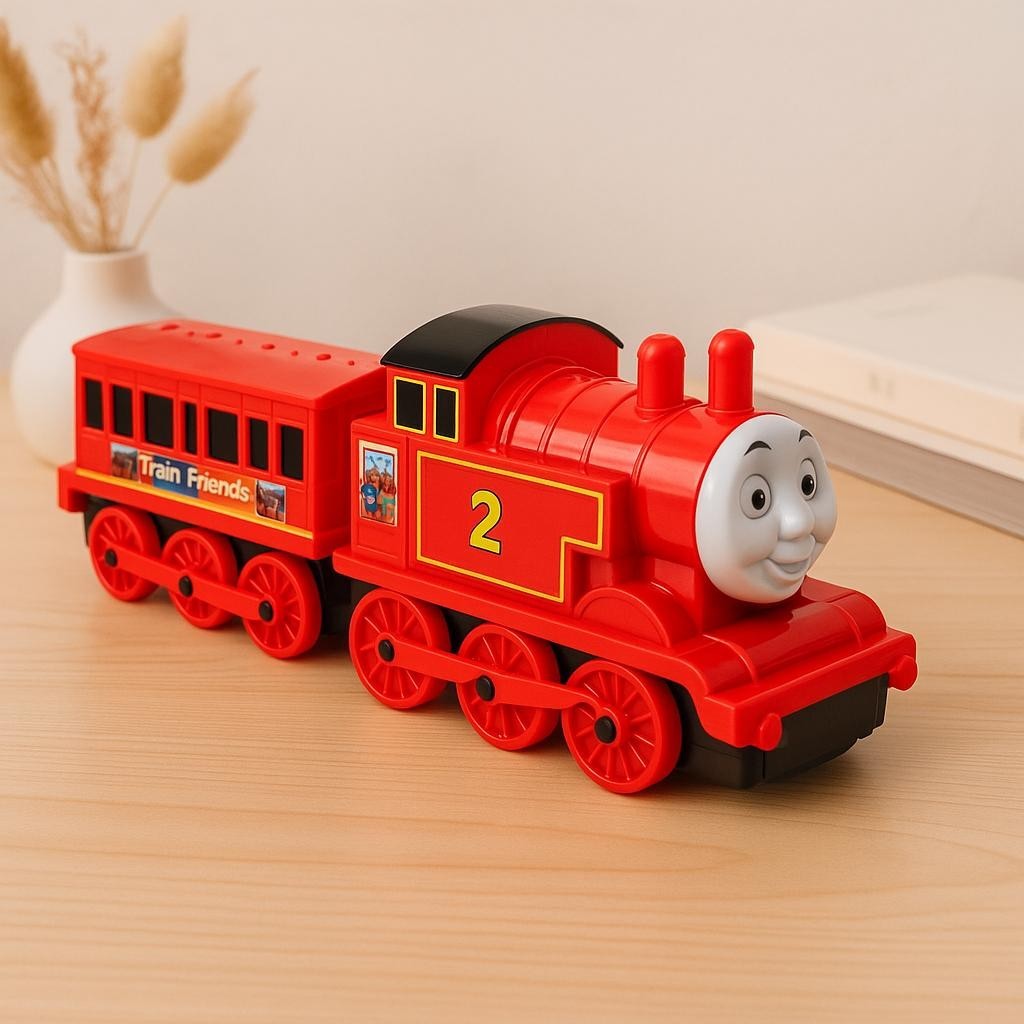 Mainan Anak Kereta Api Tanpa Rel | Berjalan Cepat Berputar | Warna Cerah | Baterai AA