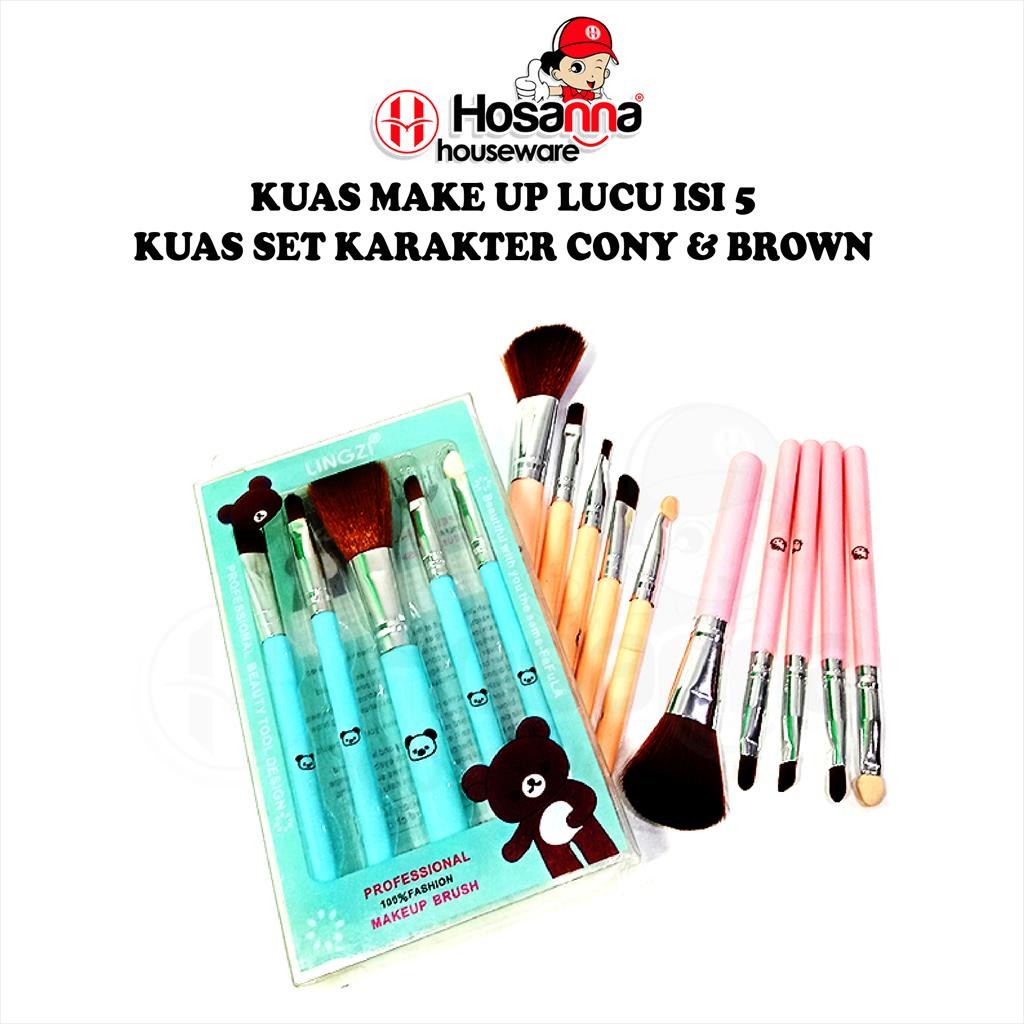 Kuas Make Up Lucu Isi 5 / Kuas Set Karakter Cony & Brown
