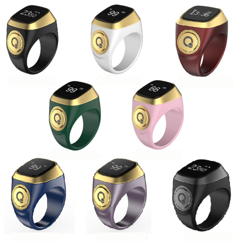 Tasbih Zikir Cincin Aluminium Alloy Digital Tasbih Smart Zikir Ringg With Baterry Charging Tasbih Di
