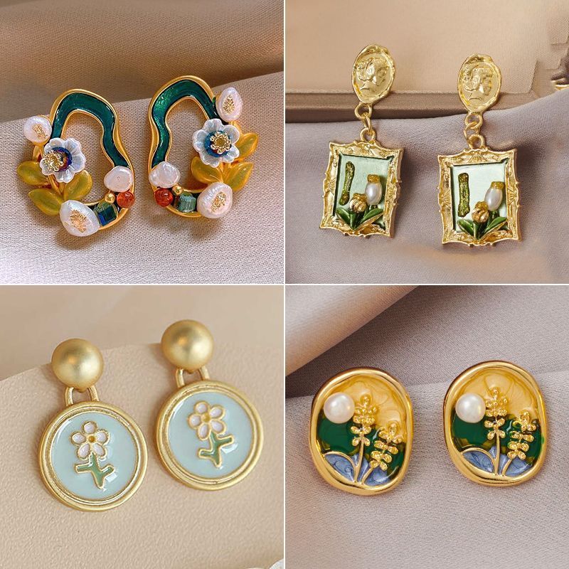 Anting Mutiara 'Monet Garden' - Karya Seni Lukis Minyak yang Bisa Dipakai, Elegan & Eksklusif