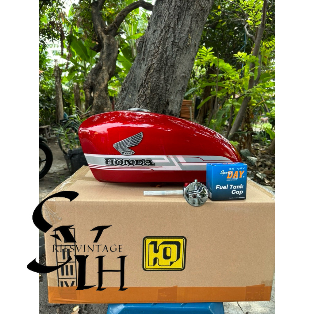 tangki honda cb 100 cb125 press galvanis tangki merah sirip putih set kran tangki merah maroon murah