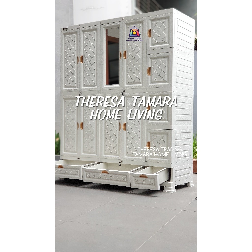 PROM LEMARI NAPOLLY 5412 GANTUNGAN 4 PINTU BESAR 4 PINTU KECIL + 3 LACI BAWAH + KUNCI LEMARI