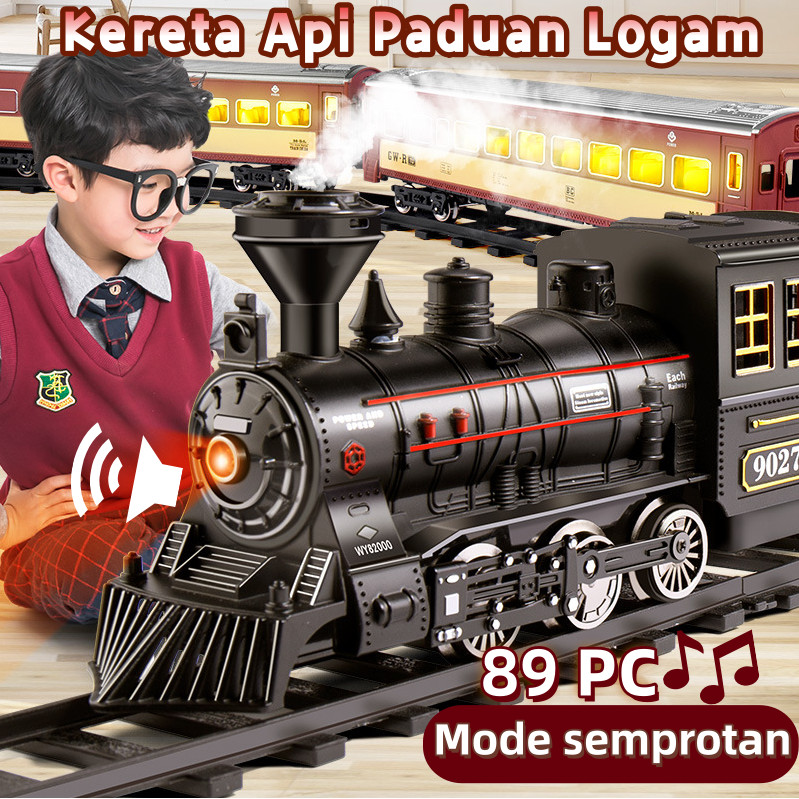 Kereta Api Mainan Klasik, Set Kereta Uap Elektrik, Mainan Rel Kereta Vintage, Kereta Api Listrik Ana