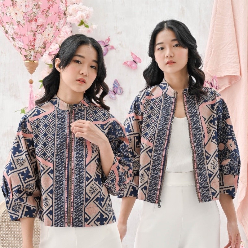 Jaket Batik 135 BNI/ Jaket Bomber Batik Wanita Modern/ Nuansa Batik/ Batik Etnik