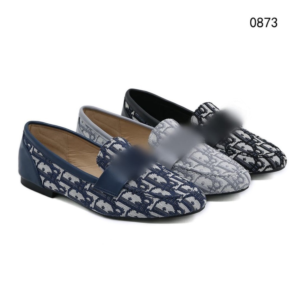 Sepatu Wanita #0873 Loafer Shoes Bahan Canvas Kualitas Bagus Branded Import