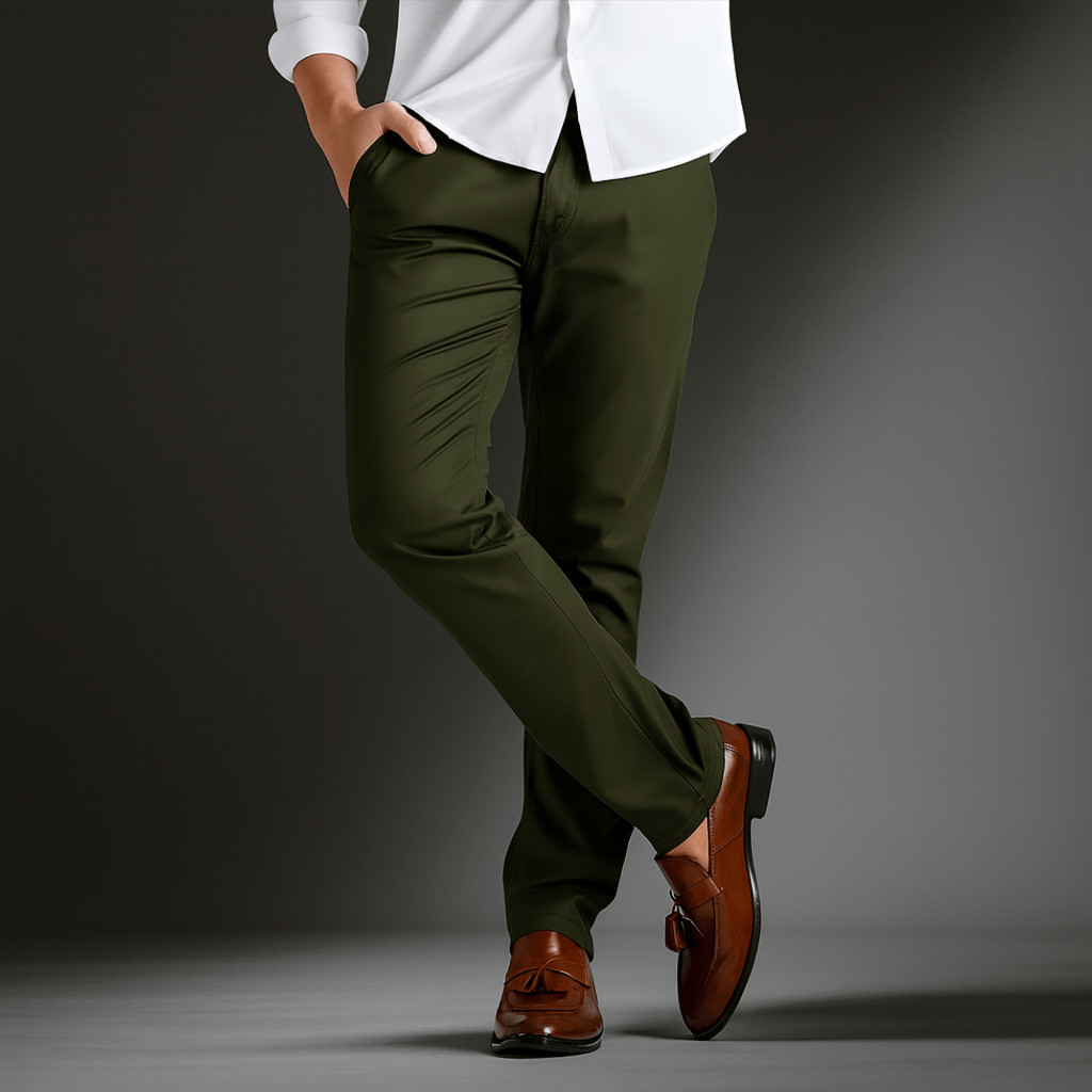 Celana Pria Chino  Panjang Hijau Army