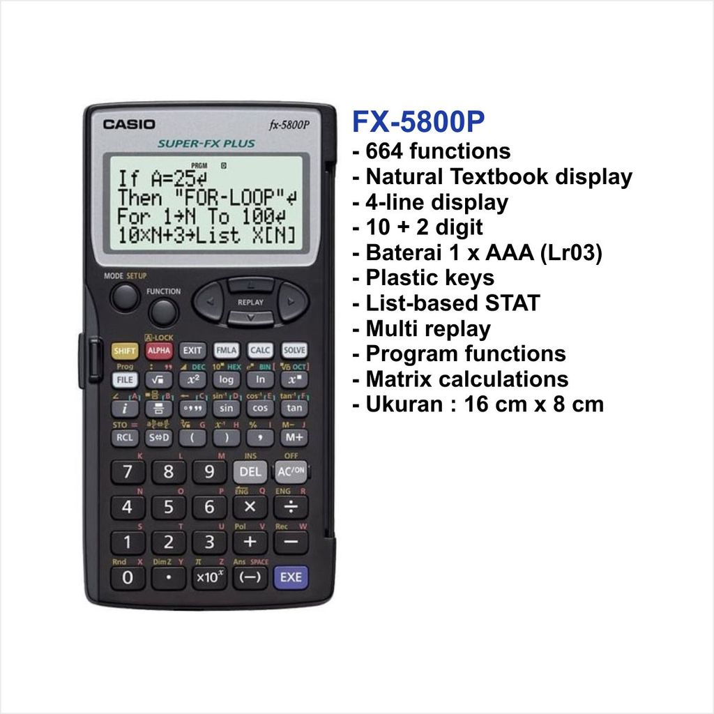 Kalkulator Ilmiah CASIO fx-5800P Programmable Scientific Calculator 5800 P