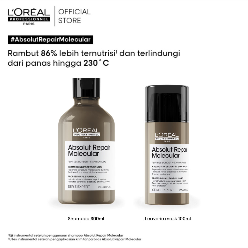Absolut Repair Molecular Instant Repair Kit Shampoo & Leave-In Mask untuk memperbaiki rambut sangat 