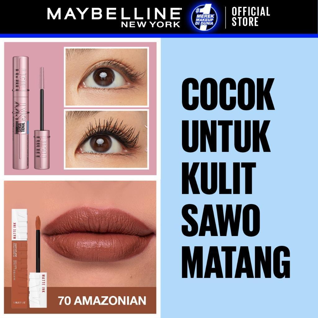 MAYBELLINE Long Lasting Duo - Sky High Mascara + Superstay Matte Ink | Paket Mascara Lipstick Tahan 