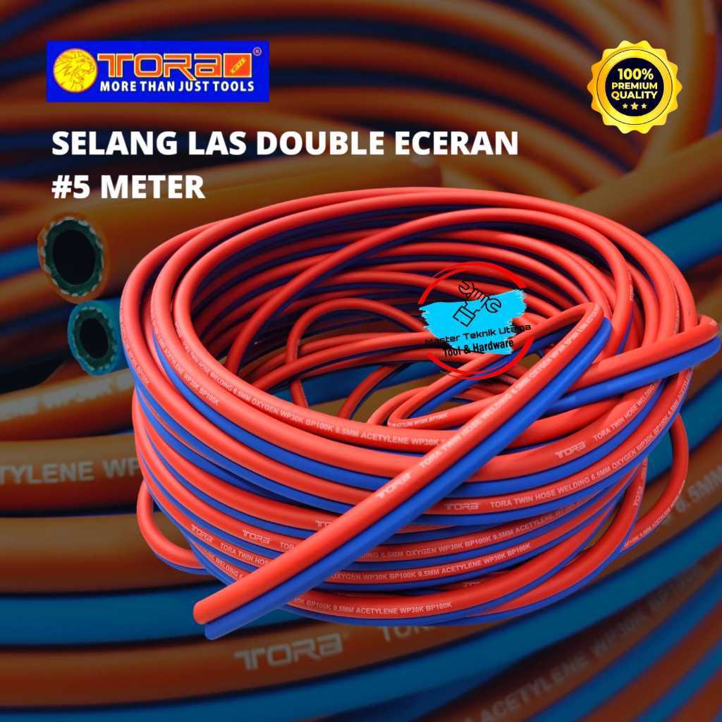 Selang Las Double Merah Biru TORA 5 Meter Selang Karbit,Acytelin,Blender Potong