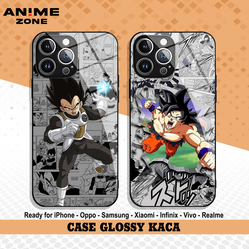 Case Kaca iPhone X 11 12 13 14 G124X Dragon Ball Softcase Premium Tempered Glass Kilau Ringan Kualit