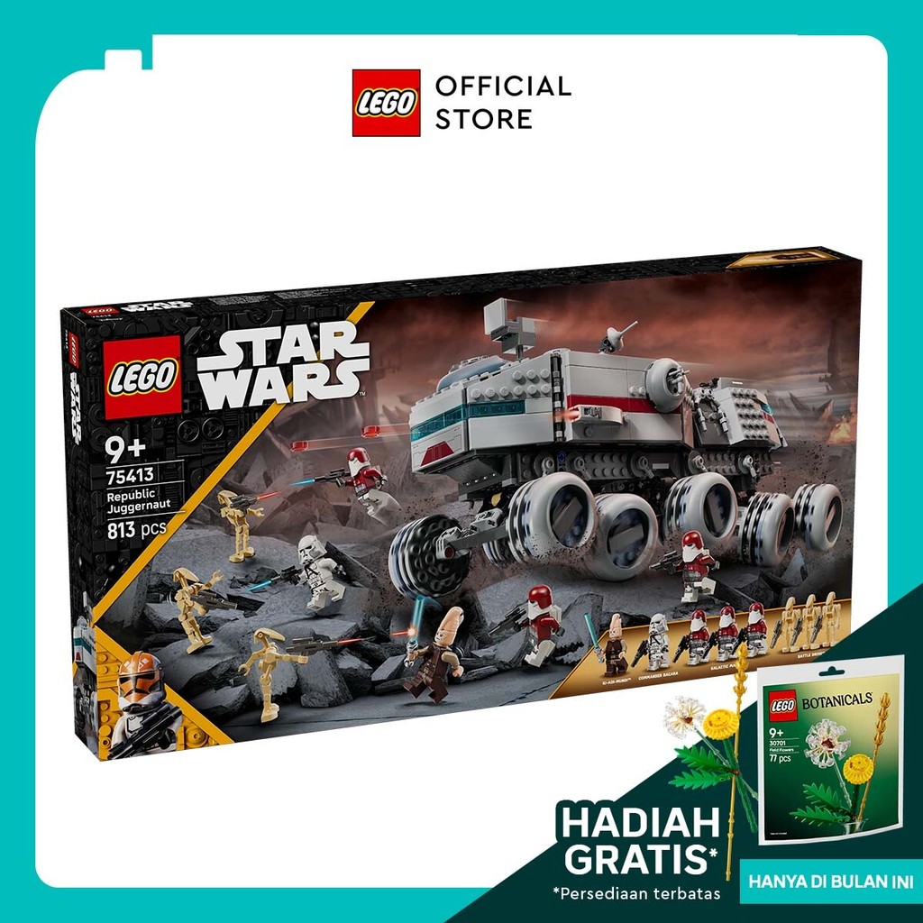 LEGO Star Wars 75413 Republic Juggernaut (813 Pieces), Toys, Mainan Anak Laki Laki, Bricks