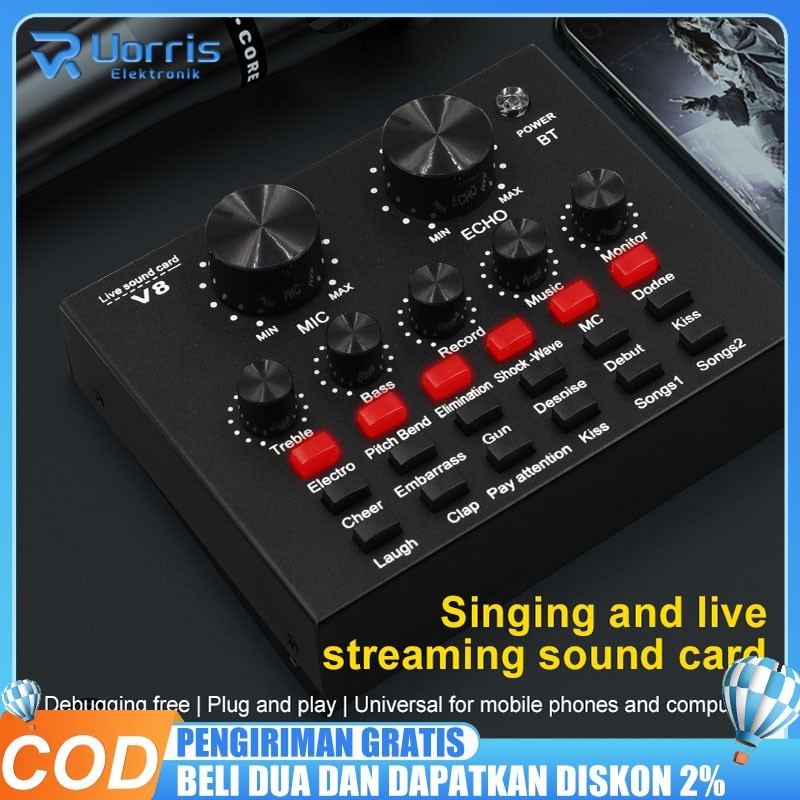 Sound Card V8 Microphone Webcast Live External Sound Card With 5.0 Personal Entertainment Streamer F