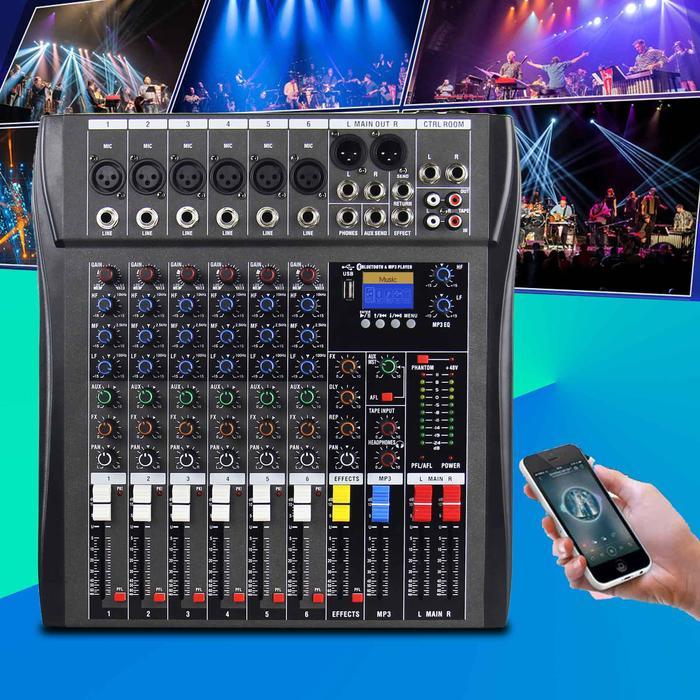 CT60S/CT80S/CT120S Mixer Audio Profesional 6/8/12 saluran mixer Efek gema bawaan Mendukung pemutaran