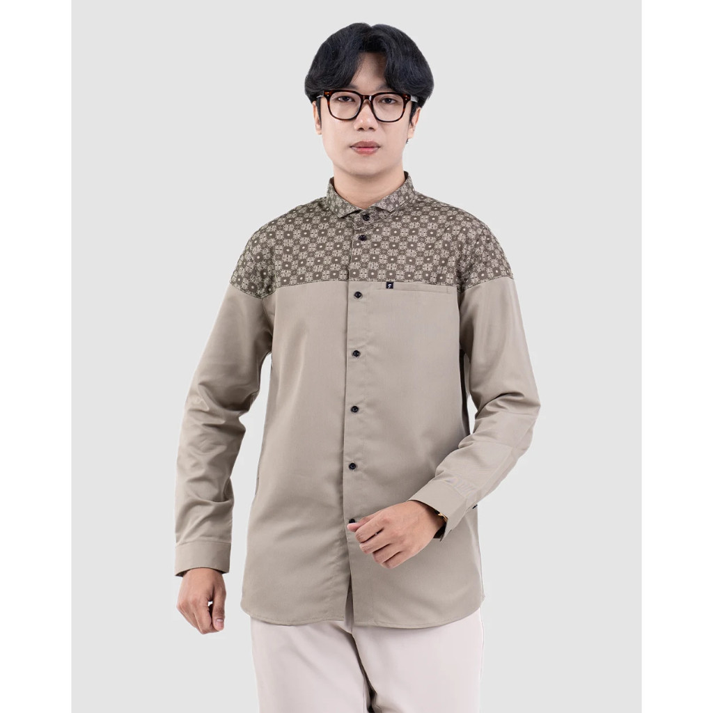 FADKHERA THOHA | Fadkhera Official Store Baju Koko Kemeja Pria Dewasa Biru Lengan Panjang Depok