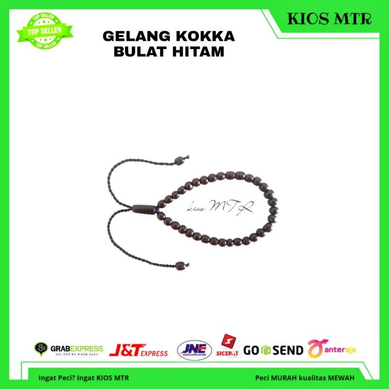 Gelang Tasbih Kokka Bulat Hitam - Kayu Kaukah Asli Original