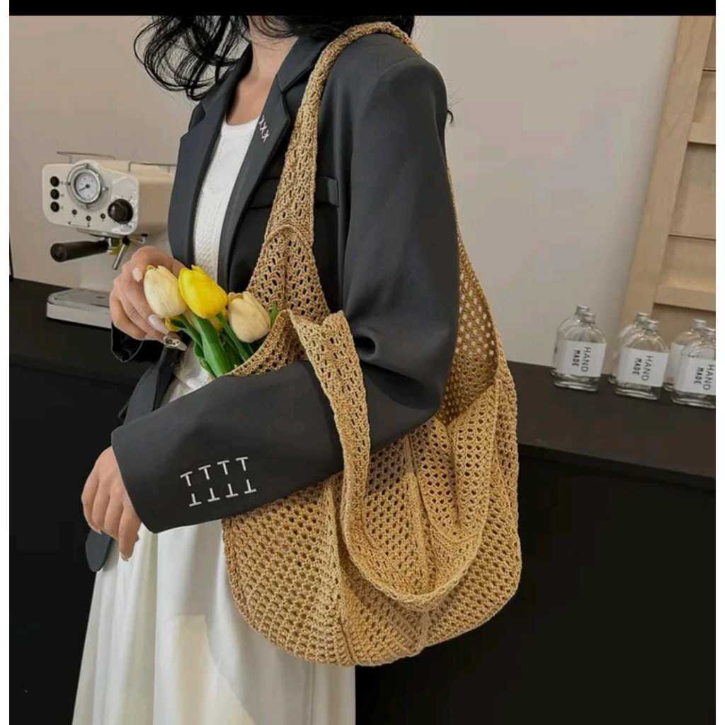 Tas Rajut Model Korea | Tas Tote Rajut Wanita Santai & Stylish