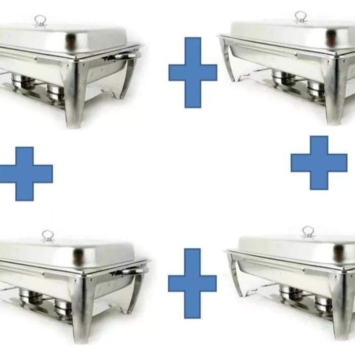 Pemanas Segi Prasmanan Jumbo 2Tray Paket Hemat 4Set - Standart