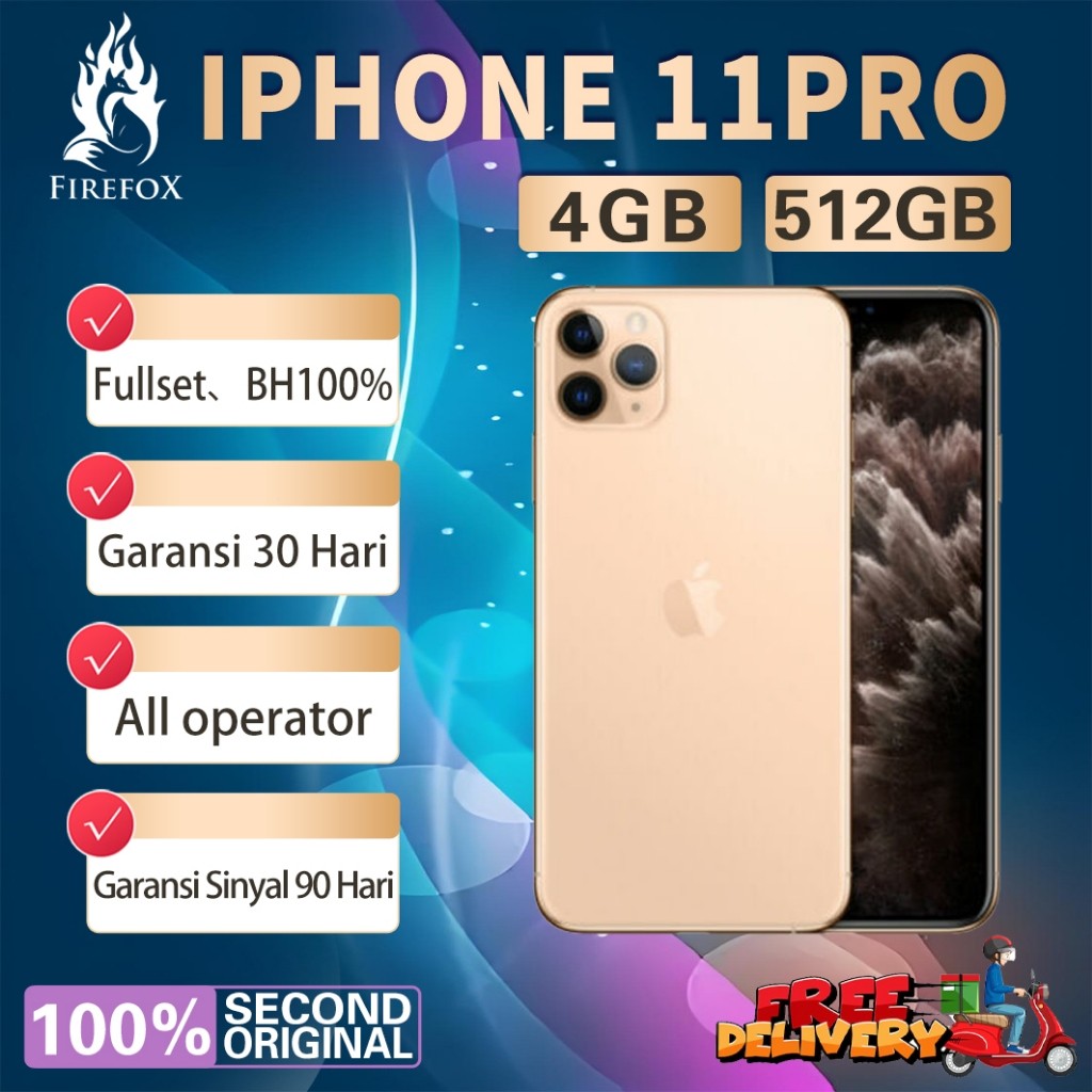 iPhone 11Pro 512GB Second BEKAS ORIGINAL100% INTER 5.8"OLED-Ori FULLSET Mulus Like New Smartphone