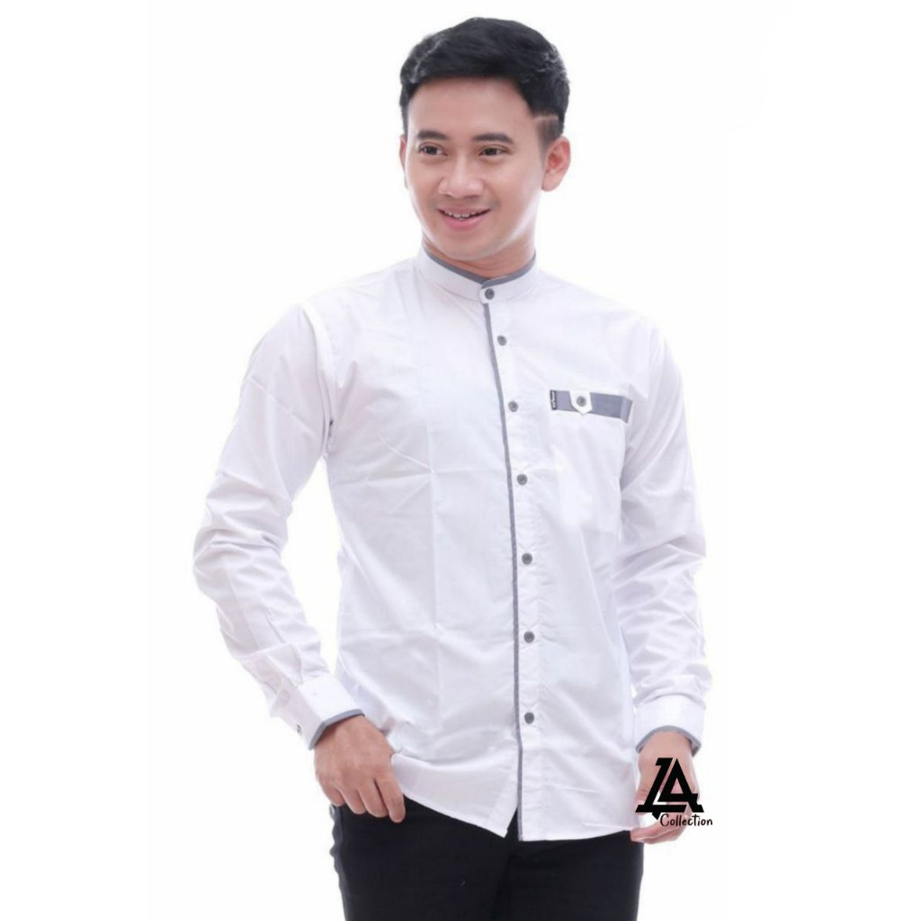 Jerry OFC - Baju Koko Pria Lengan Panjang  - Baju Koko Putih - Koko Pria  - Muslim Pria - Koko Polos