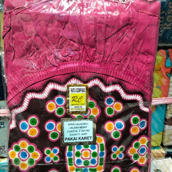 Sprei batik Ratu Cempaka Original Uk 180x200x30 / Sepdai Batik Legendaris RC katun - Pink, 180x200 K