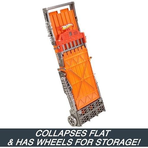 Hot Wheels Toy Car Track Set With Lights, Sounds & 6 1:64 Scale Vehicles, Super 6-Lane Raceway