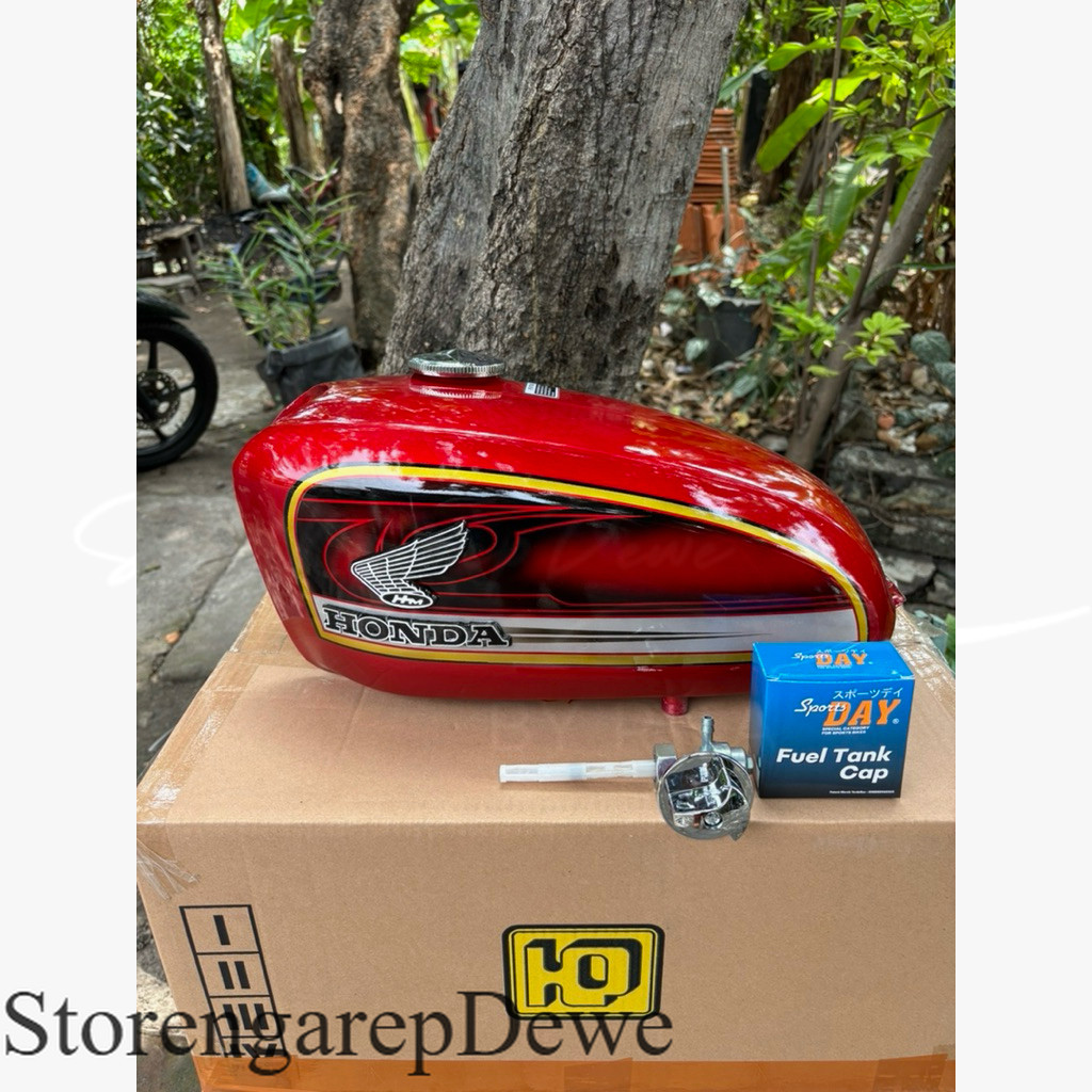 tangki honda cb100 cb125 set slebor set tutup tangki galvanis  tangki merah tangki press tangki pres