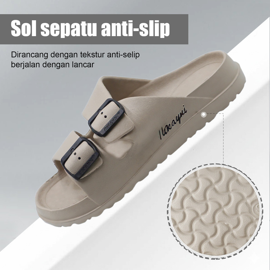 Inkayni Sandal Pria Slop Full Karet Sandal Slip on Pria Casual  Anti Slip Sepatu Sandal Karet Pria E