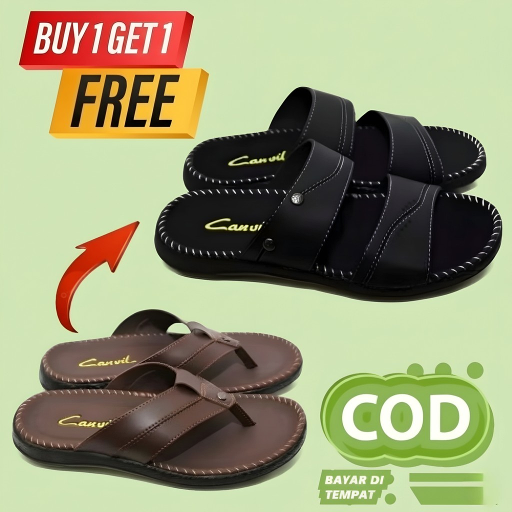 SANDAL TERBARU KASUAL LOKAL ELEGANT PROMO PRIA SELOP JAPIT KULIT KEKINIAN CARVIL KEREN