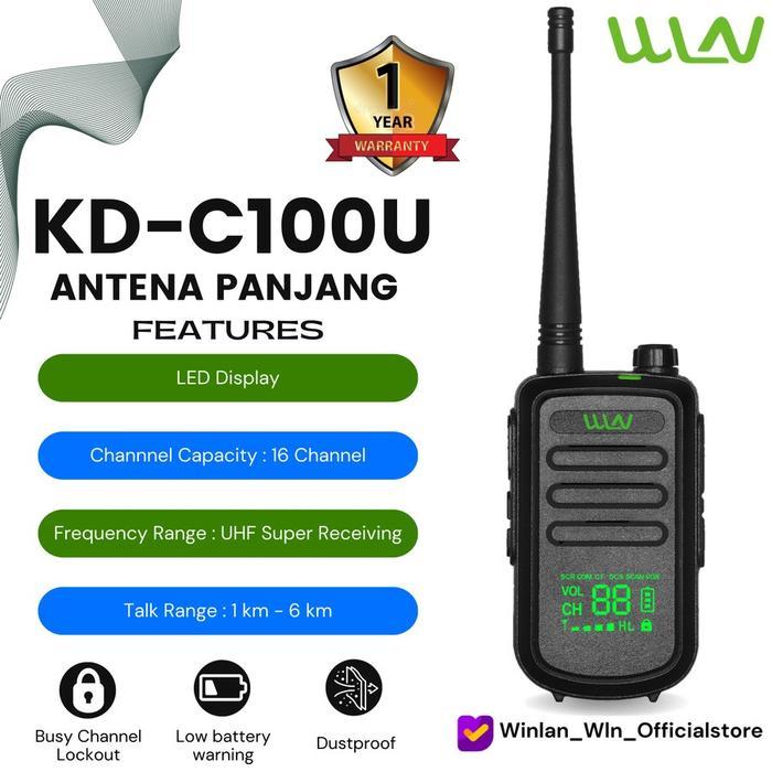 HT Satuan Walkie talkie KD - C100U Two-Way Radio WLN Layar LED - antena panjang