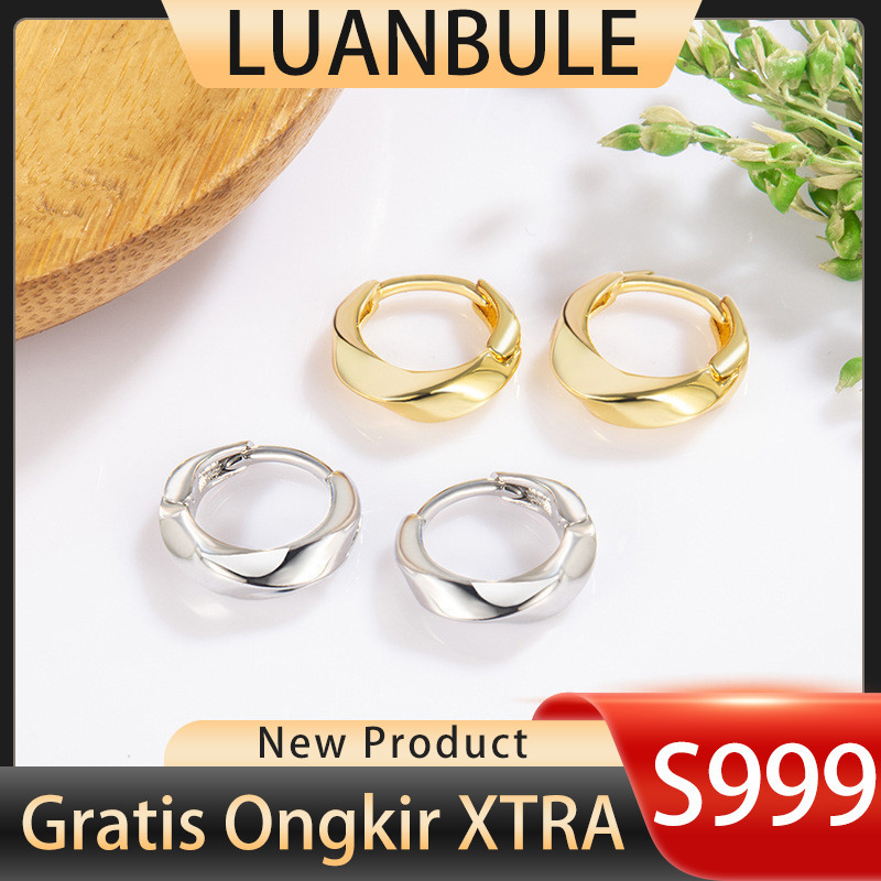 LUANBULE Anting Mobius Perak S999 Wanita Emas