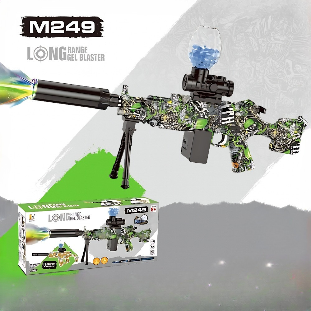 Mainan Tembakan Elektrik M249 Lampu D-6652/WH81-3 M249 FULLY SEMI AUTOMATIC